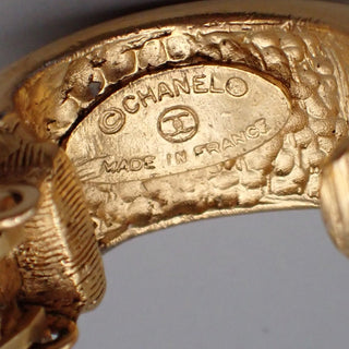 Chanel Vintage Cut-Out Logo Ring Drop Clip-On Earrings Metal