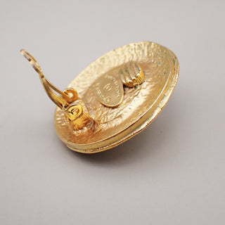 Chanel Vintage Round Clip-On Earrings Metal with Faux Pearl