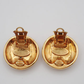 Chanel Vintage CC Round Button Clip-On Earrings Metal