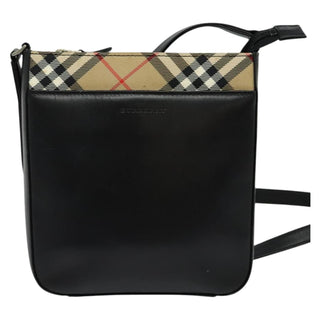 Burberry Front Pocket Flap Messenger Leather with Vintage Check Canvas