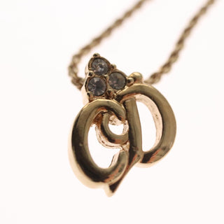 Christian Dior CD Pendant Necklace Metal and Crystals