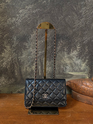 Chanel NWB black leather quilted wallet gold hardware 7.16.26